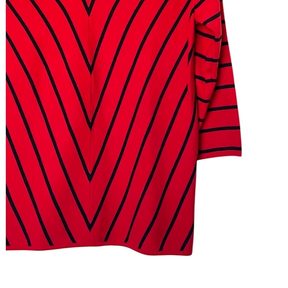 Talbots V-Neck Chevron Bias‎ Stripes Sweater Apple Red Black Size M - Picture 10 of 13